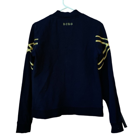 Large BCBG Maxazria Full Zip Black Gold Track Jacket Y2K - Picture 2 of 13